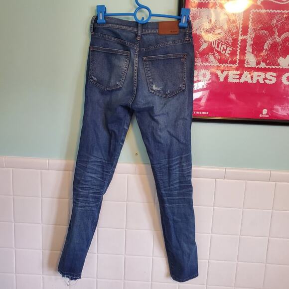 Madewell 9" High Risers Skinny Skinny Distressed Blue Jeans Size 25 - Picture 6 of 10